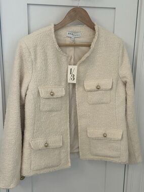 One/Third Cream Tweed Blazer/Jacket